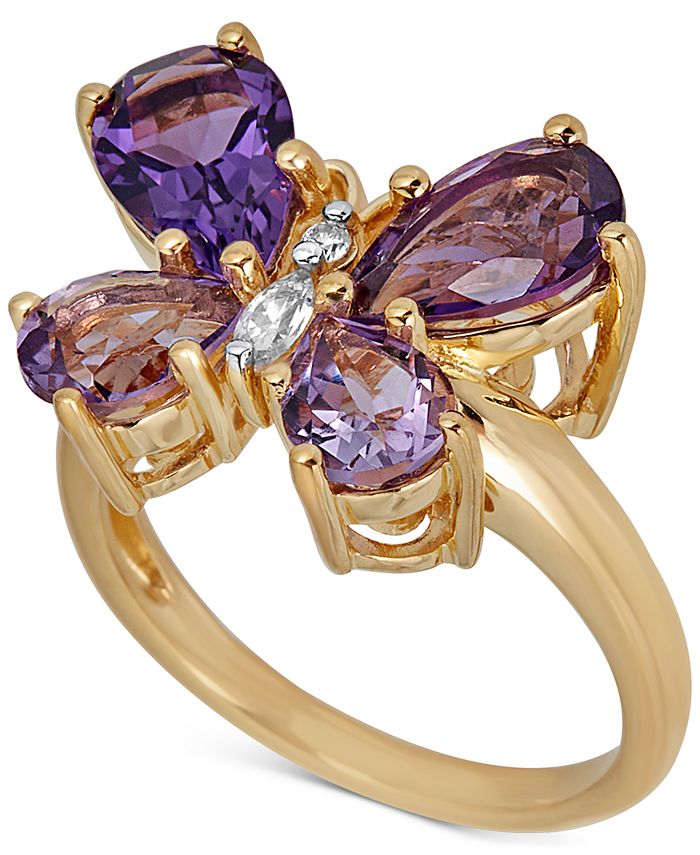 Macy s Multi Gemstone Butterfly Ring 3 3 8 ct. t.w. in 14k Gold