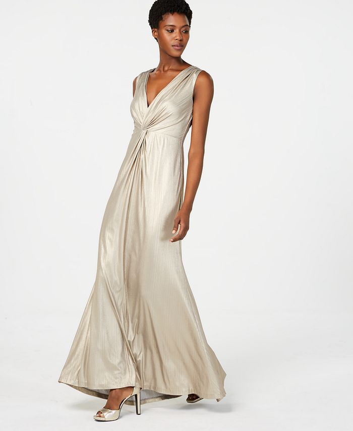 Calvin Klein Twisted Metallic Gown & Reviews - Dresses - Women - Macy's