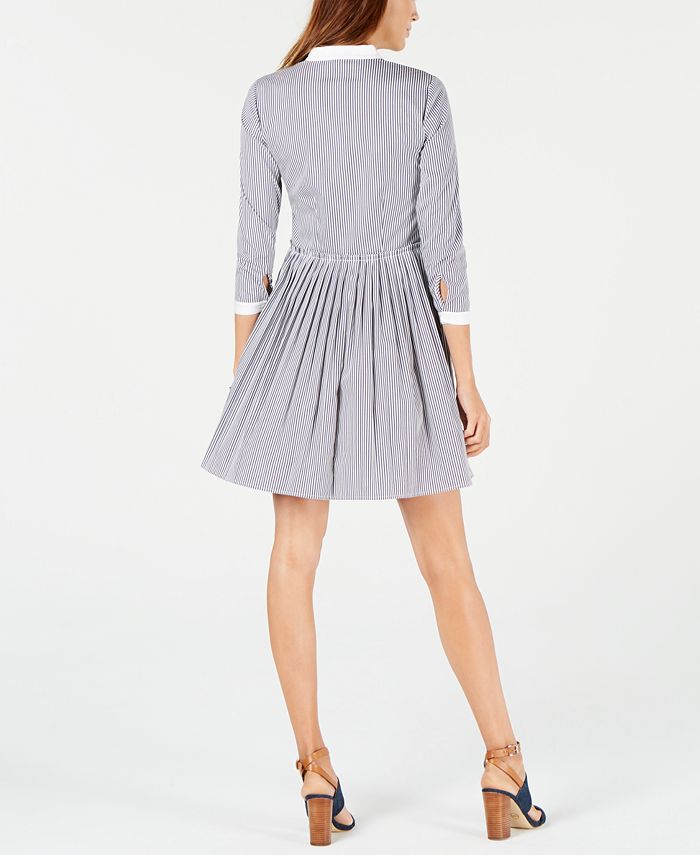 Michael Kors Striped Contrast-Trim Shirtdress - Macy's