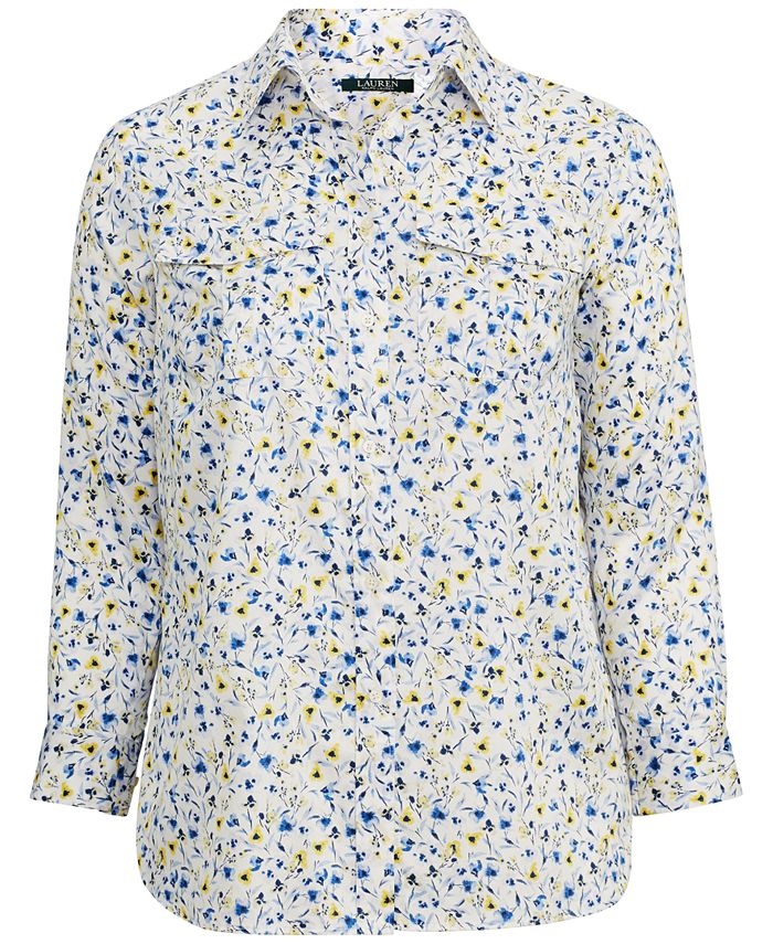 Lauren Ralph Lauren Plus Size Cotton Voile Shirt - Macy's