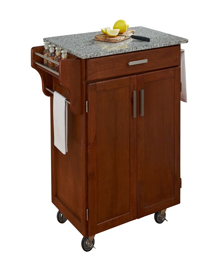 Home Styles Cuisine Cart Warm Oak Finish Salt and Pepper Granite Top