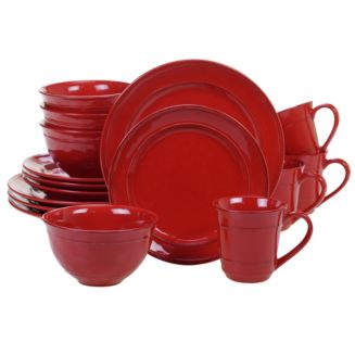 Certified International Orbit Solid Color - Red 16-Pc. Dinnerware Set ...