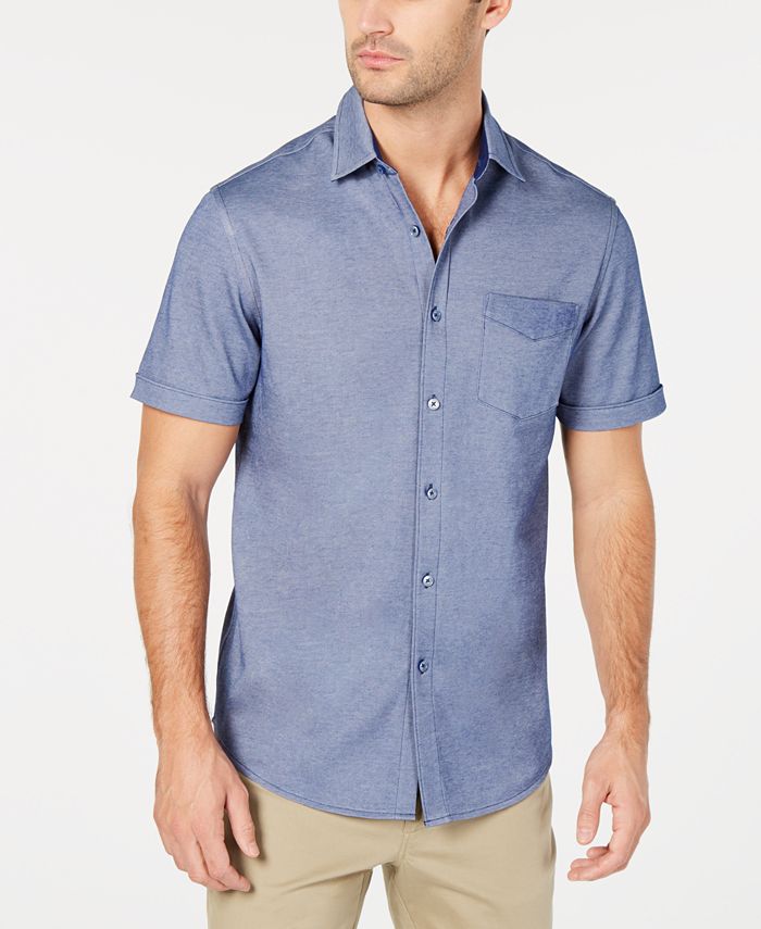 Tasso Elba Men's Button-Down Knit Shirt, Created for Macy's & Reviews ...