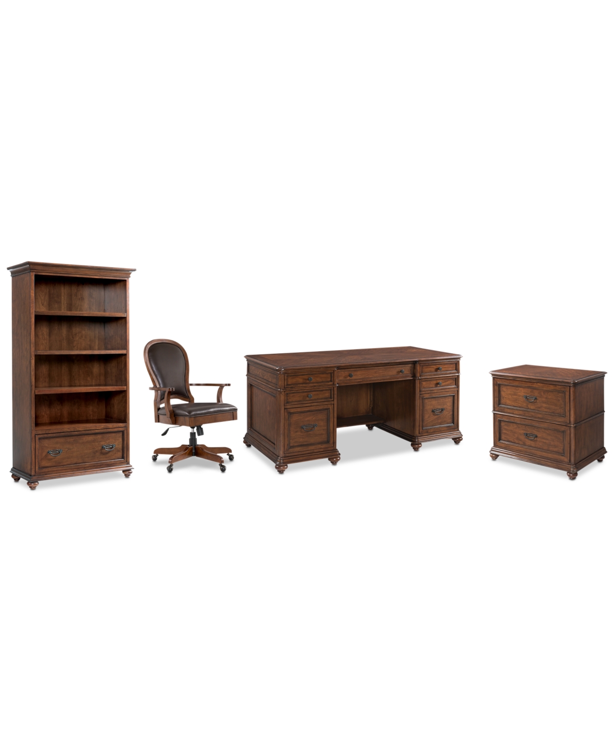 Furniture Clinton Hill Cherry Home Office, 4-pc. Set (executive Desk, Lateral File Cabinet, Open Bookcase & Le