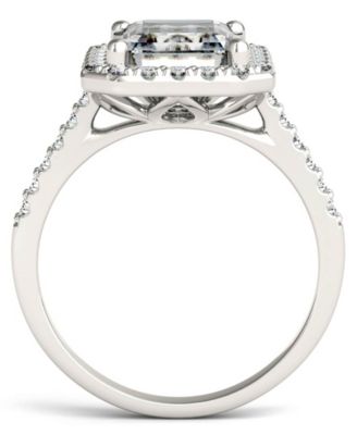 Moissanite Emerald Halo Ring (4 ct. tw. Diamond Equivalent) in 14k White Gold