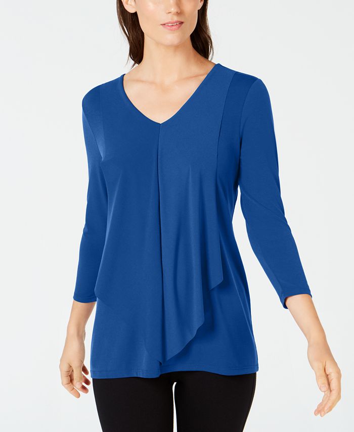 Alfani Layered-Look Draped-Front Top, Created for Macy's - Macy's