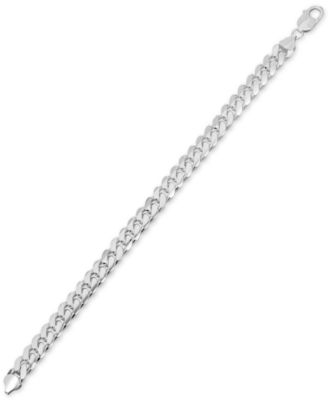 Men's Solid Cuban Link Chain Bracelet in Sterling Silver