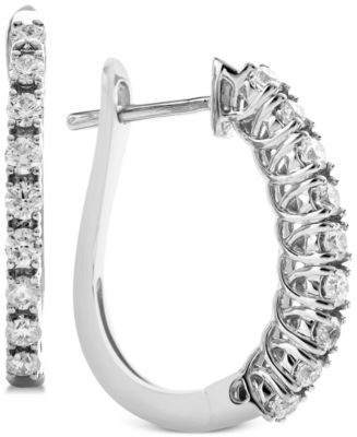 Macy's Diamond Huggie Hoop Earrings (1/2 ct. t.w.) in 14k White Gold ...