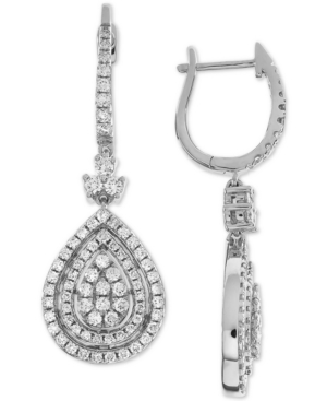 image of Diamond Teardrop Halo Cluster Drop Earrings (1-1/2 ct. t.w.) in 14k White Gold