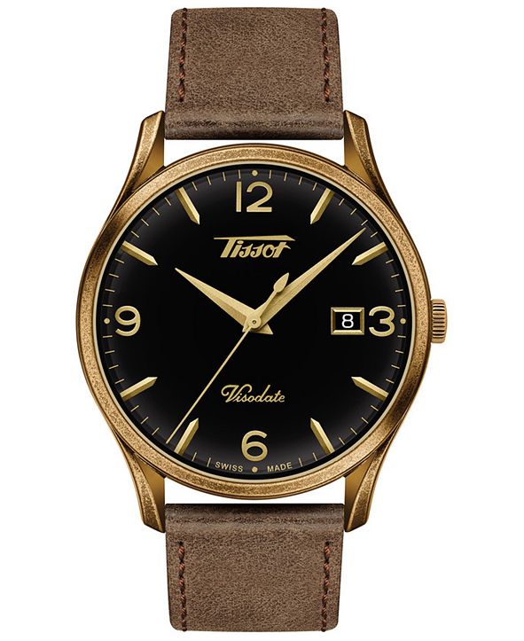 Tissot Men's Swiss Heritage Visodate Brown Leather Strap Watch 40mm