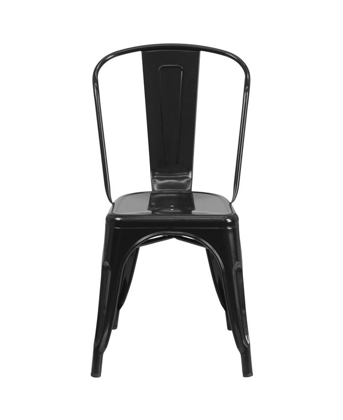 Flash Furniture Black Metal IndoorOutdoor Stackable Chair Macy's