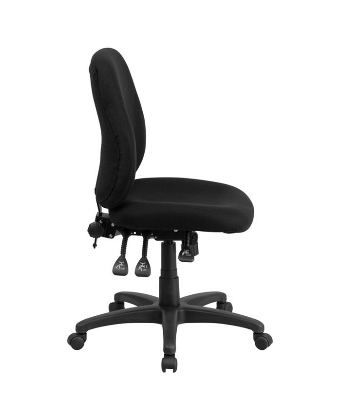 Flash Furniture MidBack Black Fabric Multifunction Ergonomic Swivel