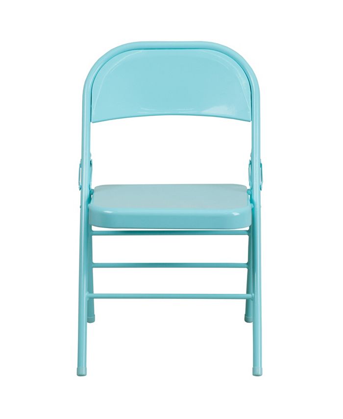 Emma+Olive Emma And Olive 4 Pack Coloful Tantalizing Teal Triple Braced Metal Folding Chair%2f