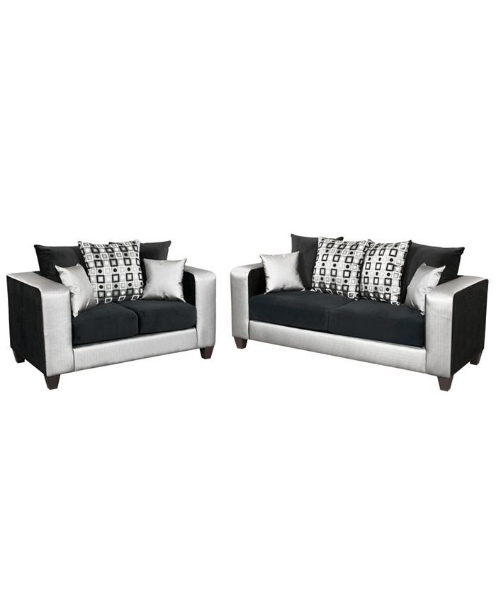 Flash Furniture Riverstone Implosion Black Velvet Living Room Set Macy's