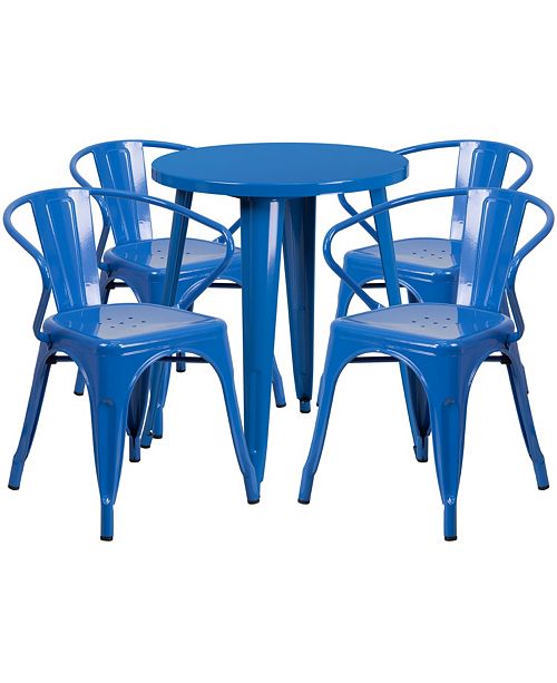Flash Furniture 24 Round Blue Metal Indoor Outdoor Table Set