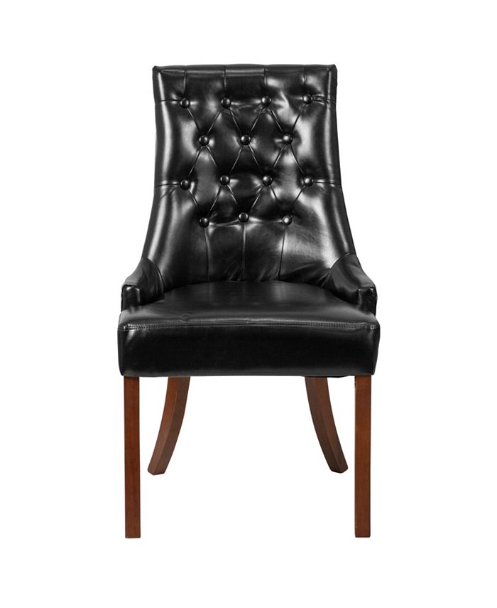 HERCULES Paddington Series Tufted Chair with Curved Mahogany Legs