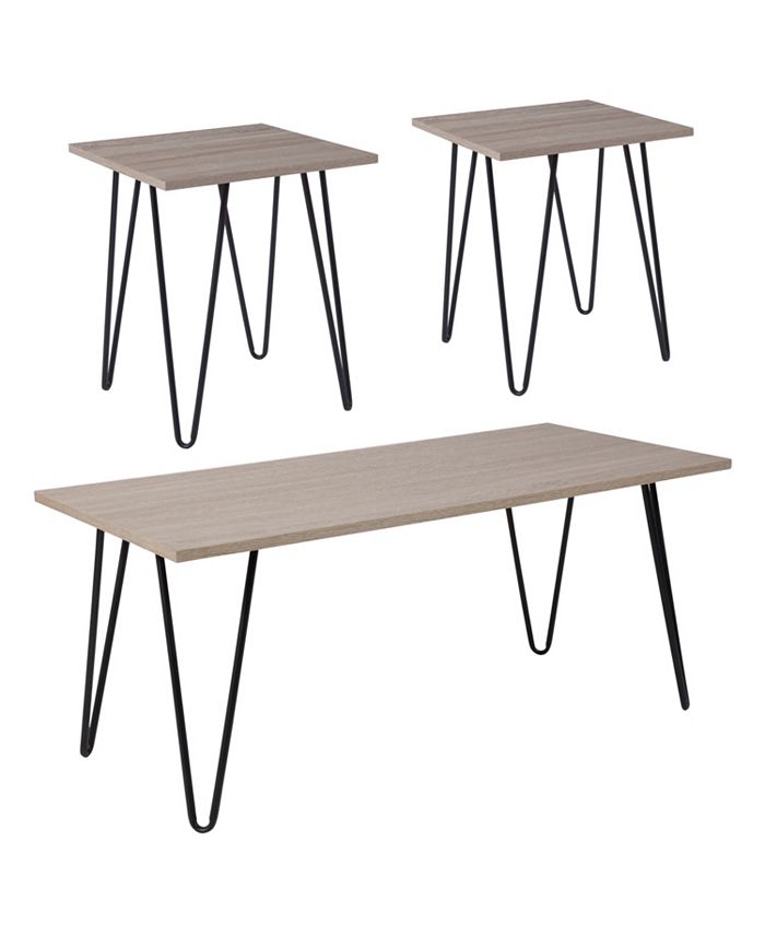 Flash Furniture Oak Park Collection 3 Piece Coffee And End Table Set In