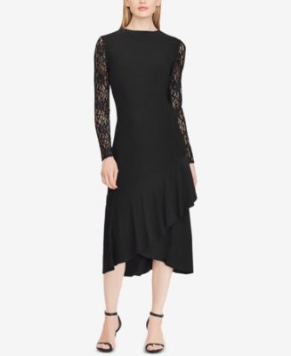 Lauren Ralph Lauren Lace-Sleeve Midi Dress, Created for Macy's - Macy's