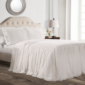 Lush Decor Ruffle Skirt 3 Piece Bedspread Set, Queen, White