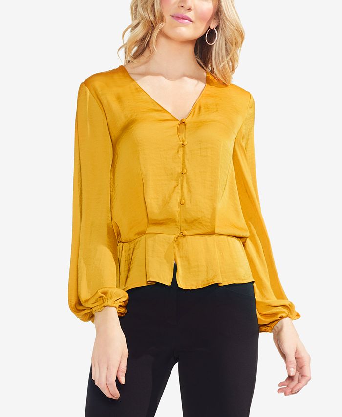 Vince Camuto Button-Down Peplum-Top - Macy's