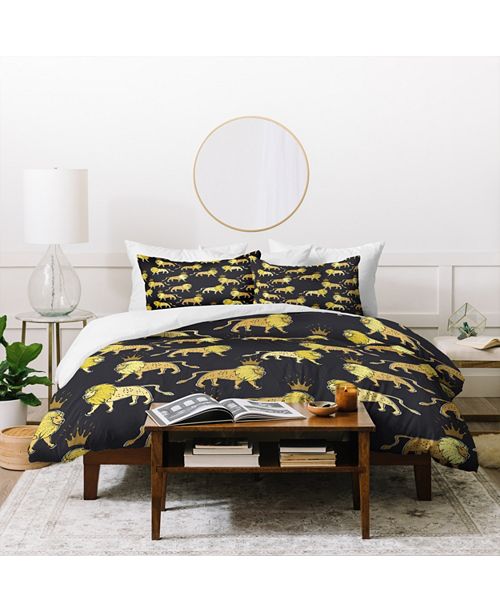 Deny Designs Holli Zollinger Leo Lion Black And Gold Twin Duvet