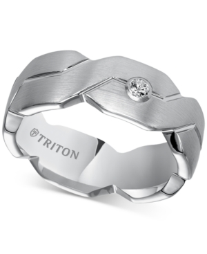 image of Triton Diamond Accent Geometric Band in White Tungsten Carbide