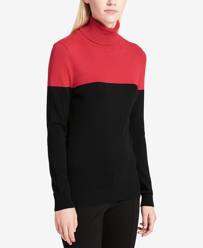Pull Col Roulé Isla Maude Lulea ColorBlocked - Couleurs Off-white, Bleu, Or, Taille L, Neuf Sans étiquettes