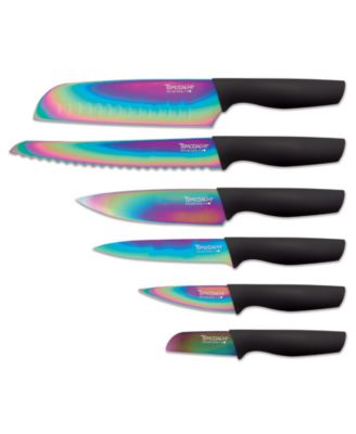 Tomodachi™ Rainbow Black 12-Pc. Knife Set with Matching Blade Guards, Titanium