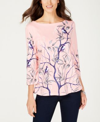 Charter Club - Cotton Printed Boat-Neck Top