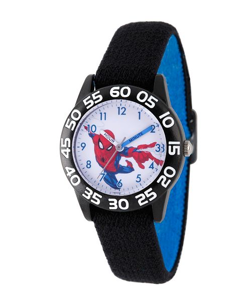 Ewatchfactory Marvel Spider Man Boys Black Plastic Time Teacher Watch Reviews All Kids Accessories Kids Macy S