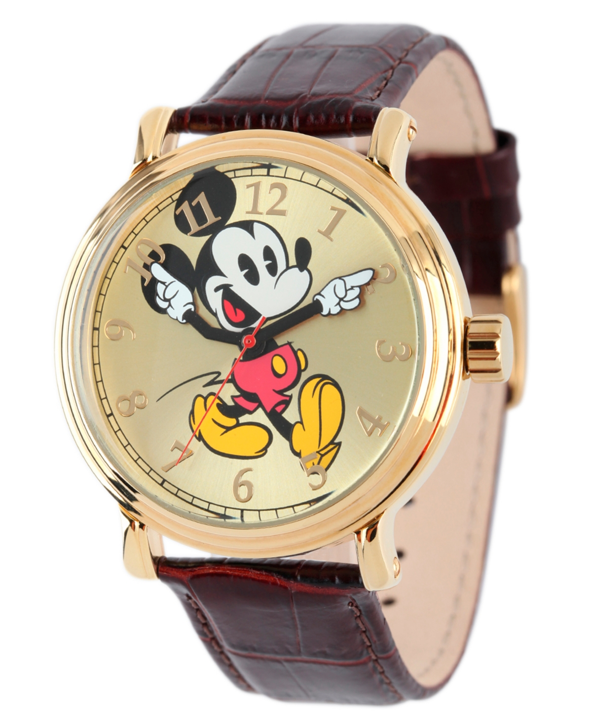 Ewatchfactory Disney Mickey Mouse Men's Shiny Gold Vintage Alloy Watch