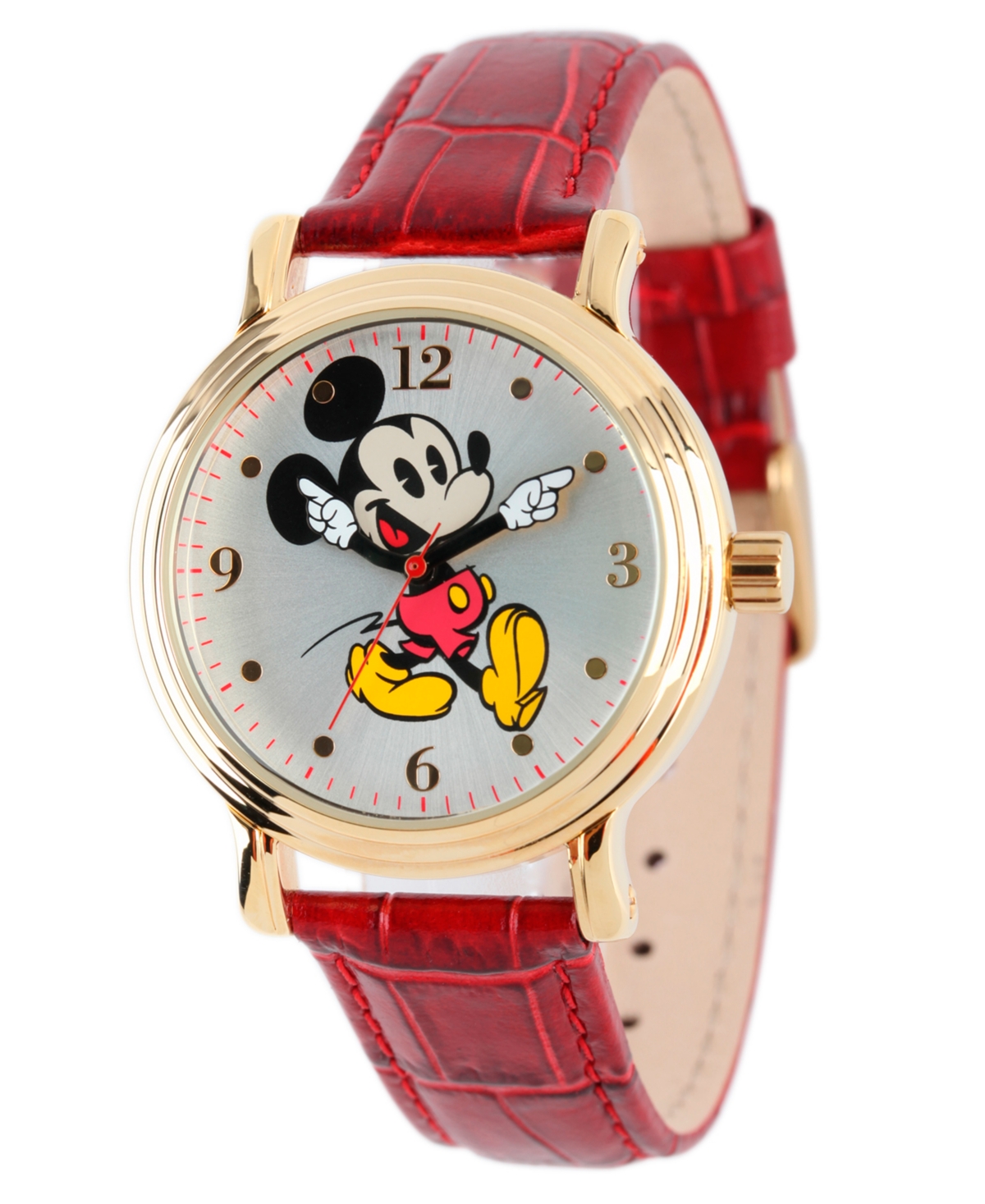 Disney Mickey Mouse Men's Shiny Gold Vintage Alloy Watch - Red