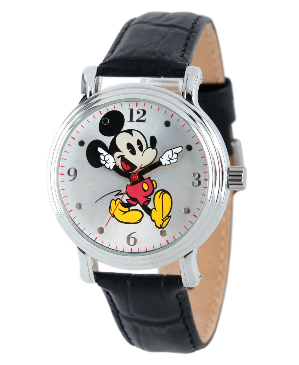 Disney Mickey Mouse Women's Shiny Silver Vintage Alloy Watch - Black