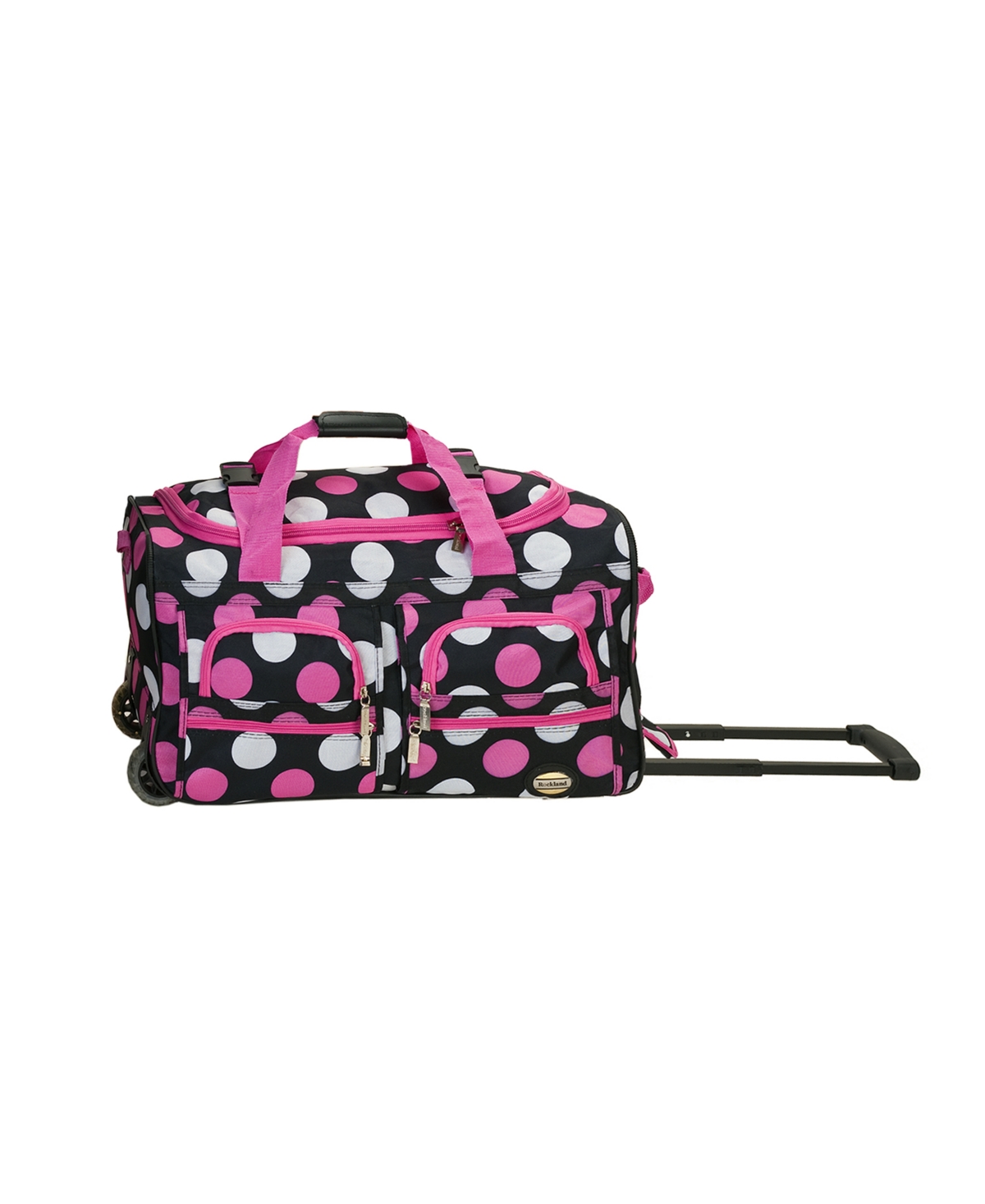 Rockland 22" Carry-on Rolling Duffle Bag In Pink  White Dots