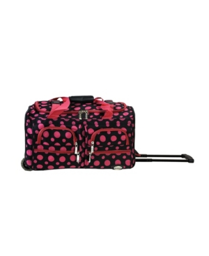Rockland 22" Carry-on Rolling Duffle Bag In Dark Pink Dots