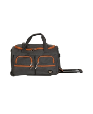 Rockland 22" Carry-on Rolling Duffle Bag In Charcoal With Orange Trim