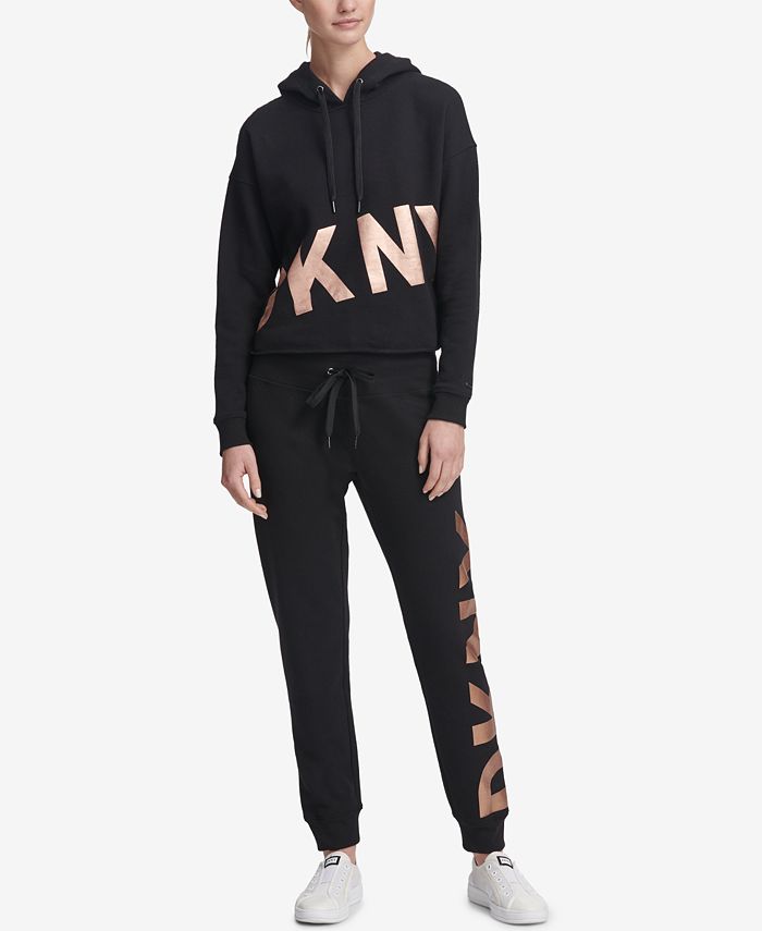 DKNY Sport Cropped Fleece Graphic Hoodie & Reviews - Tops - Women - Macy's