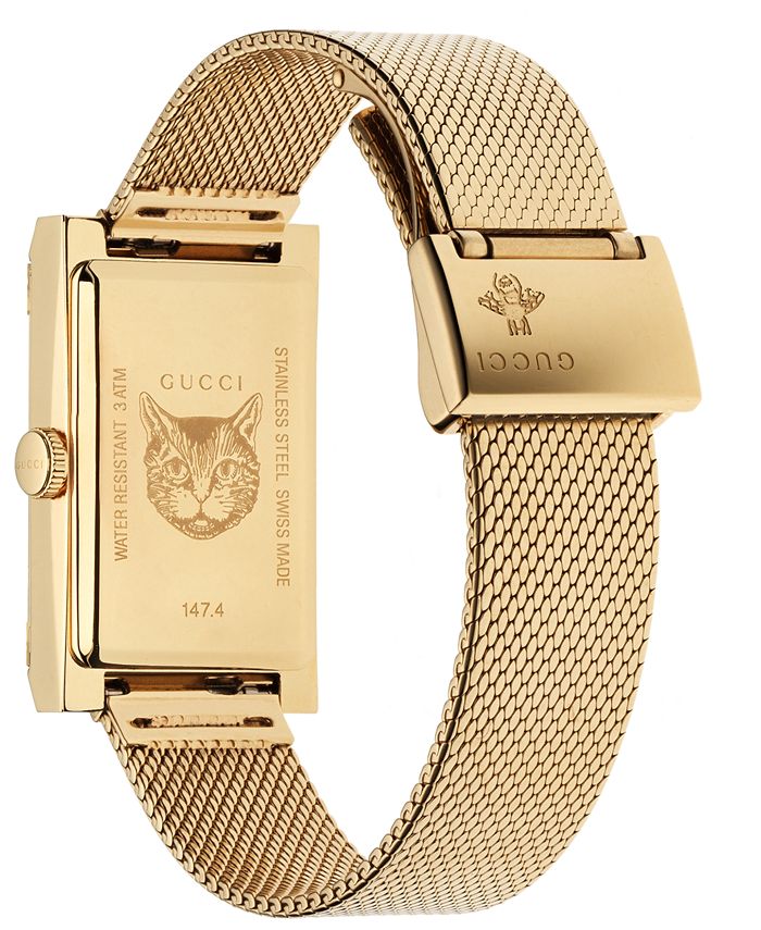 Gucci - Women's Swiss G-Frame Gold-Tone PVD Stainless Steel Mesh Bracelet Watch 21x34mm