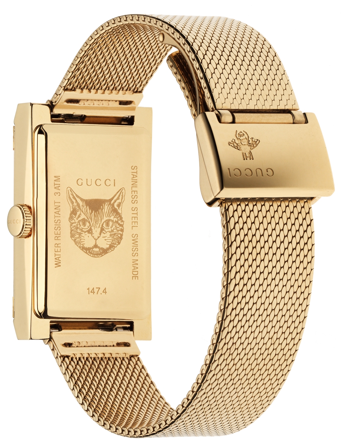 Shop Gucci Women's Swiss G-frame Gold-tone Pvd Stainless Steel Mesh Bracelet Watch 21x34mm In No Color