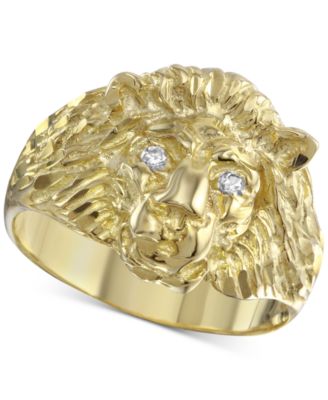 lion ring with diamond eyes