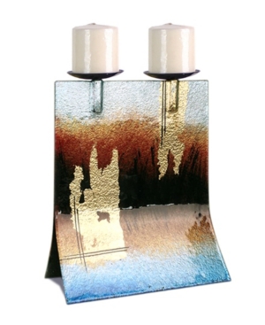 Jasmine Art Glass 12" X 11" Candle Holder In Multi