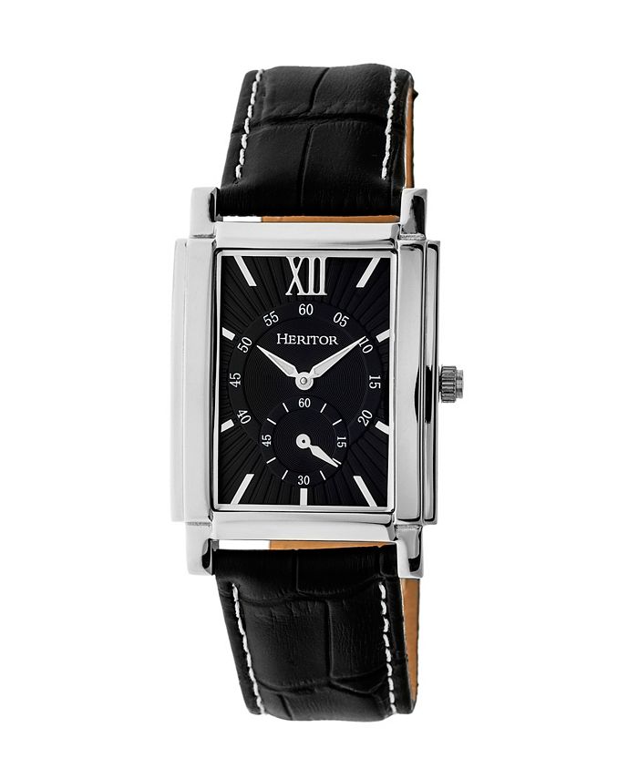 Heritor Automatic Frederick Silver & Black Leather Watches 32mm ...