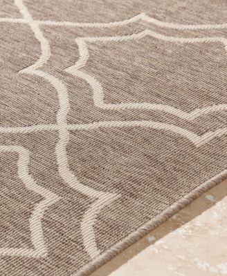 Alfresco ALF-9587 Camel 7'3" Round Area Rug, Indoor/Outdoor