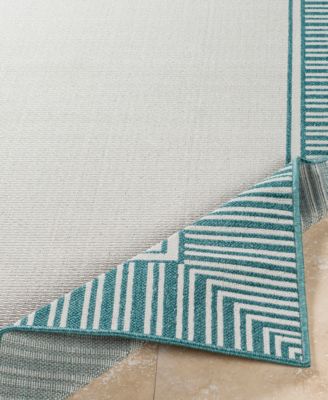 Alfresco ALF-9680 Teal 8'9" Round Area Rug, Indoor/Outdoor