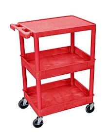 Flat Top and Tub Middle- Bottom Shelf Cart Red