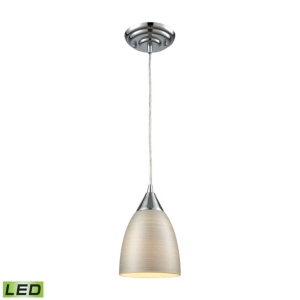 Merida 1 Light Pendant in Polished Chrome with Silver Linen Glass