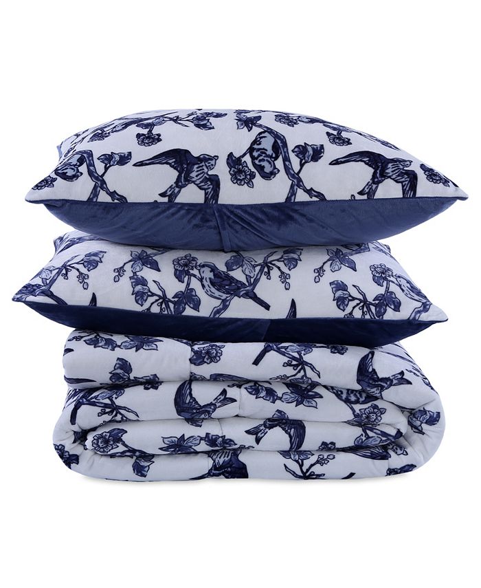 Berkshire Blanket® Blue & White Plush King Comforter Set Macy's