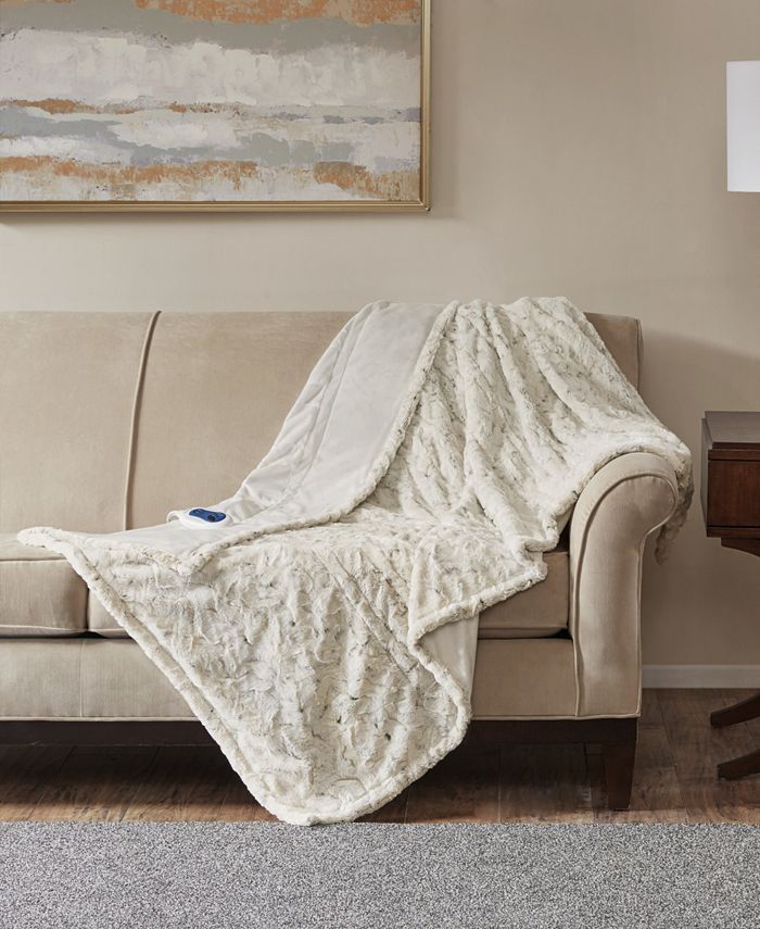 JLA Home Beauty rest Zuri 50" X 70" Oversized Faux Fur Heated Throw