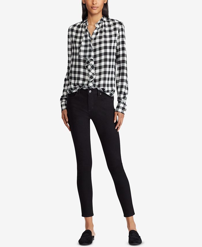 Lauren Ralph Lauren Buffalo Check Georgette Shirt - Macy's