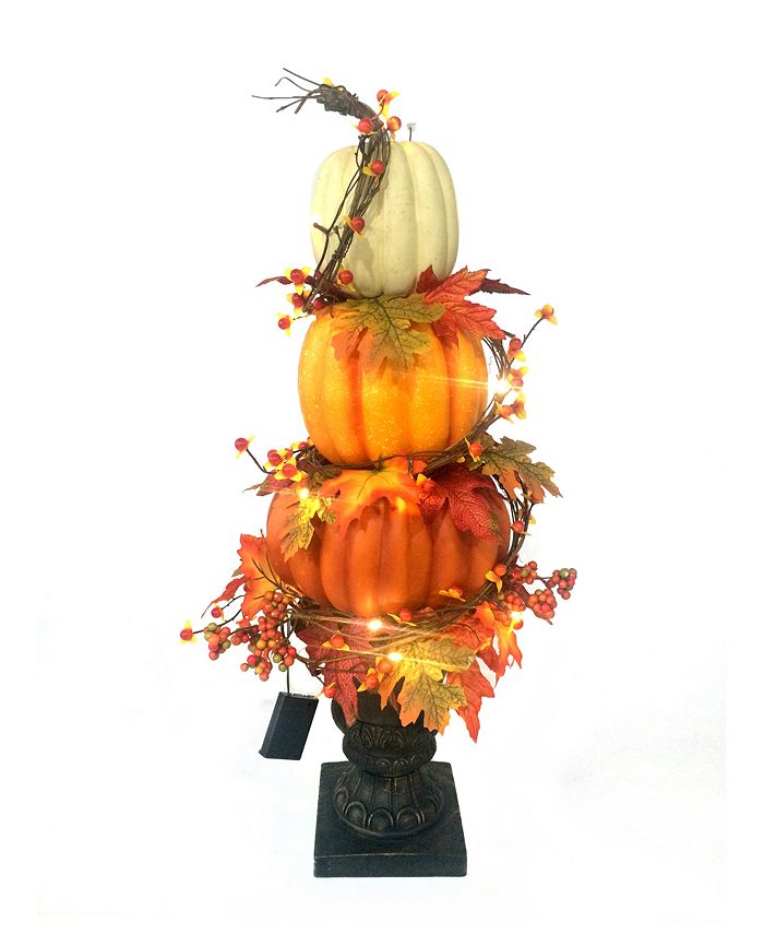 Jeco 32" Harvest Stacked Pumpkin Urn With Lights - Macy's